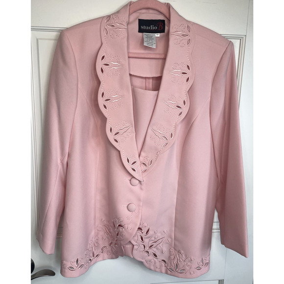 Vintage Women's Embroidered Blazer Size 18P Nautical Feminine Girly Eyelet Boho - Picture 8 of 10